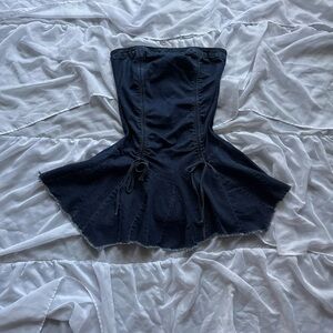 Better Be Babydoll Strapless Denim Dress